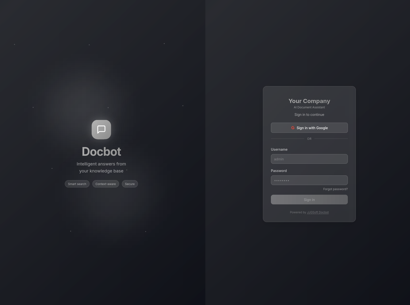 Login page